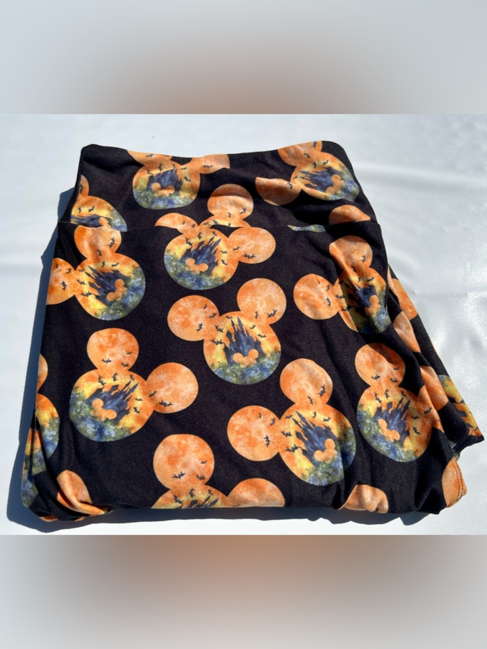 Halloween Mickey Silhouette Print Skirt - Black & Orange size TC2